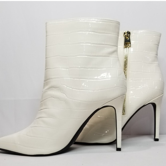 I.N.C. International Concepts Women's Croc Stiletto Booties Size 12 White NWT - Picture 1 of 8